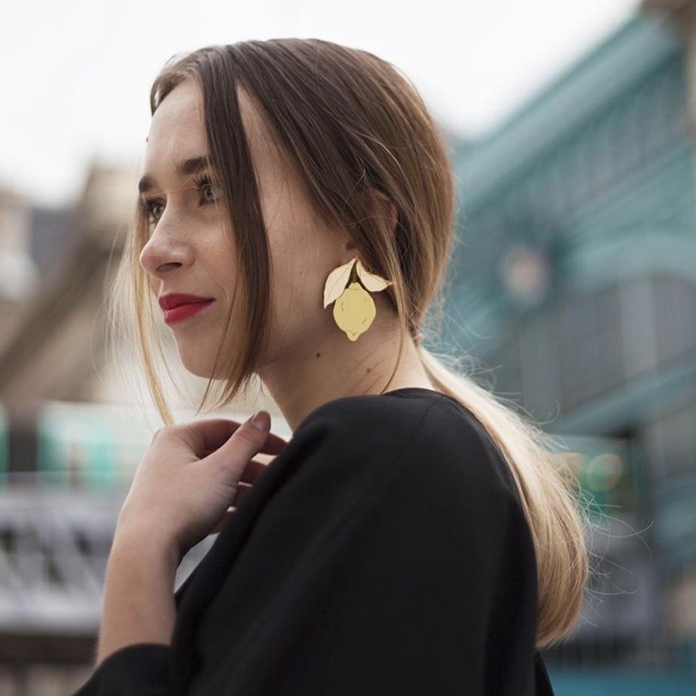wolf and moon large lemon studs